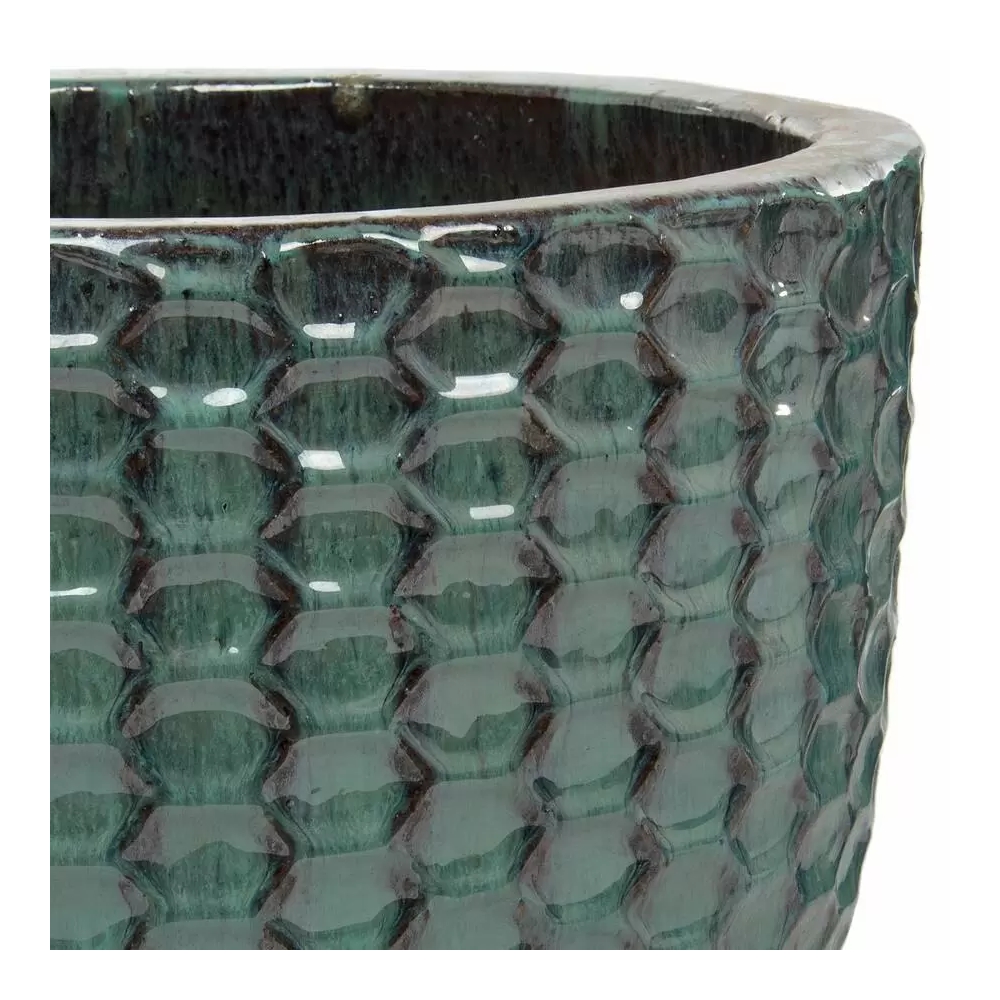 Кашпо Nobilis Marco "Ocean blue relief jar" — вид сбоку и детали отделки