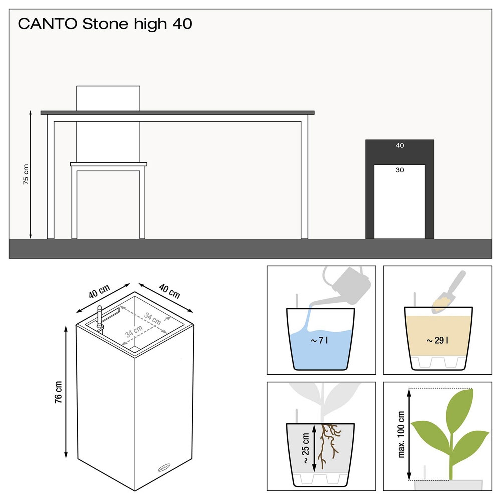 Кашпо Canto stone hight — качество исполнения и детализация