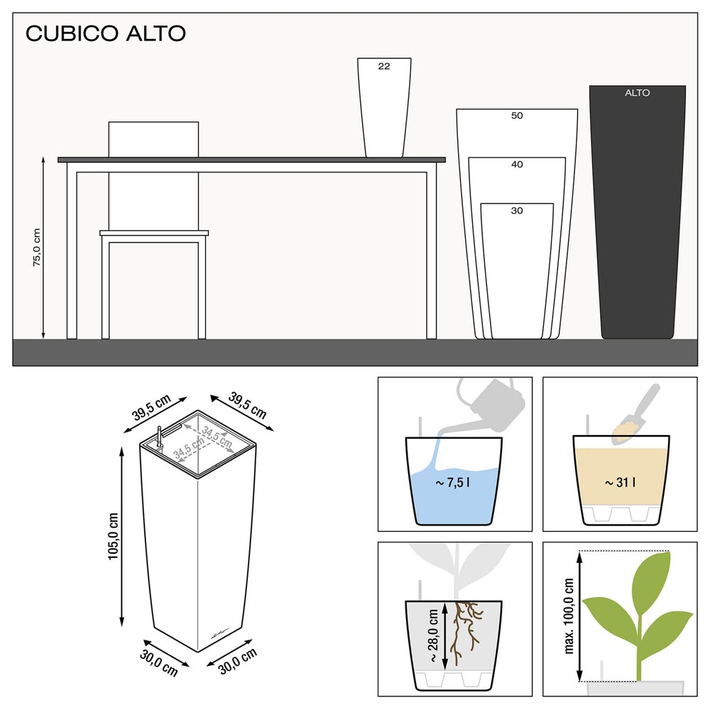 Кашпо Cubico Alto — фото в интерьере и реальные пропорции