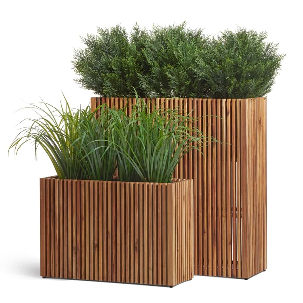 Кашпо TREEZ Effectory Timberline Низкий узкий дивайдер - Тёмное дерево — фото в интерьере, купить в Краснодаре в интернет-магазине Зелёный Дворик