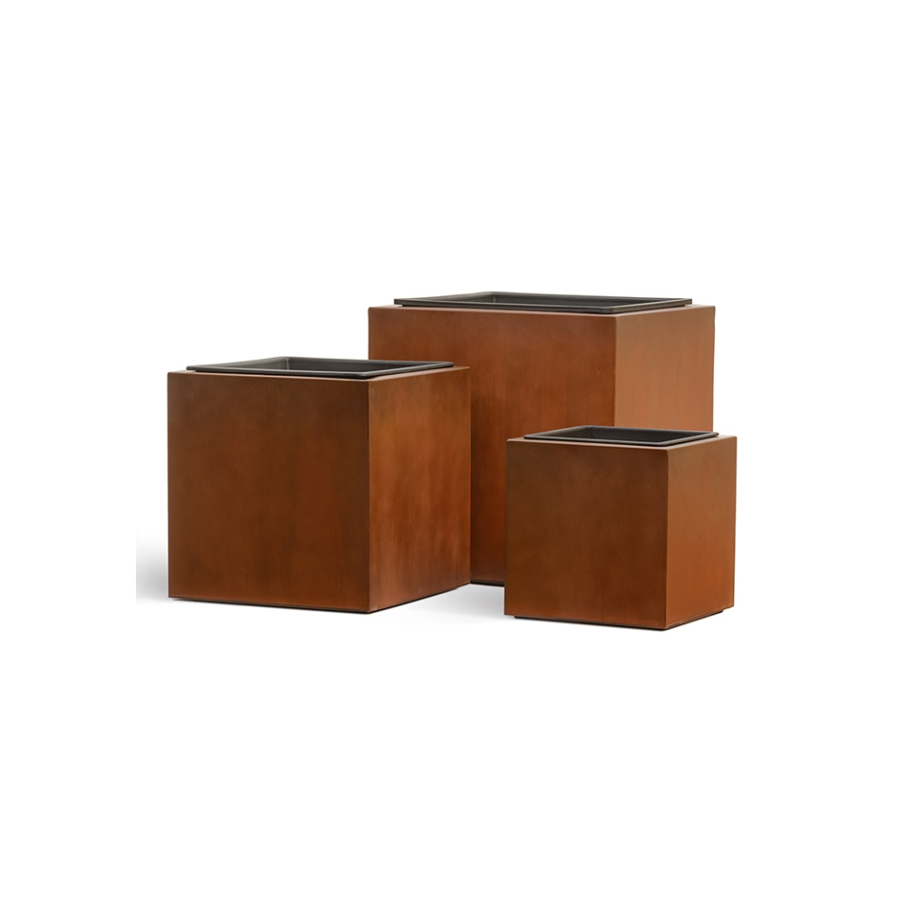 Кашпо TREEZ Effectory Corten Steel Куб Бархатистая окись — treez, фото в высоком разрешении, купить в Краснодаре