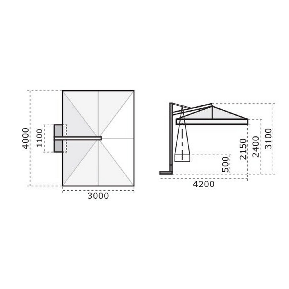 Зонт Galileo Wood 3*4 м — крупный план, фактура и текстура материала