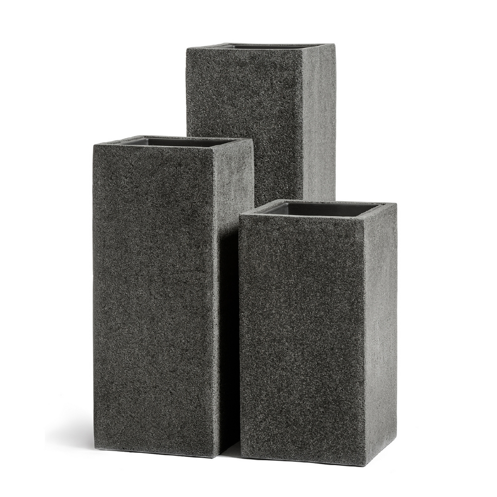 Кашпо TREEZ Effectory Stone Высокий куб Тёмно-серый камень — treez, фото в высоком разрешении, купить в Краснодаре