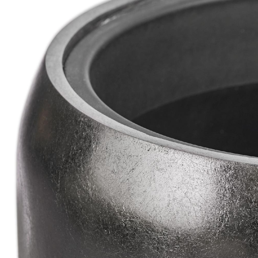 Кашпо TREEZ Effectory Metal Высокий округлый конус Стальное серебро — фото в интерьере и реальные пропорции