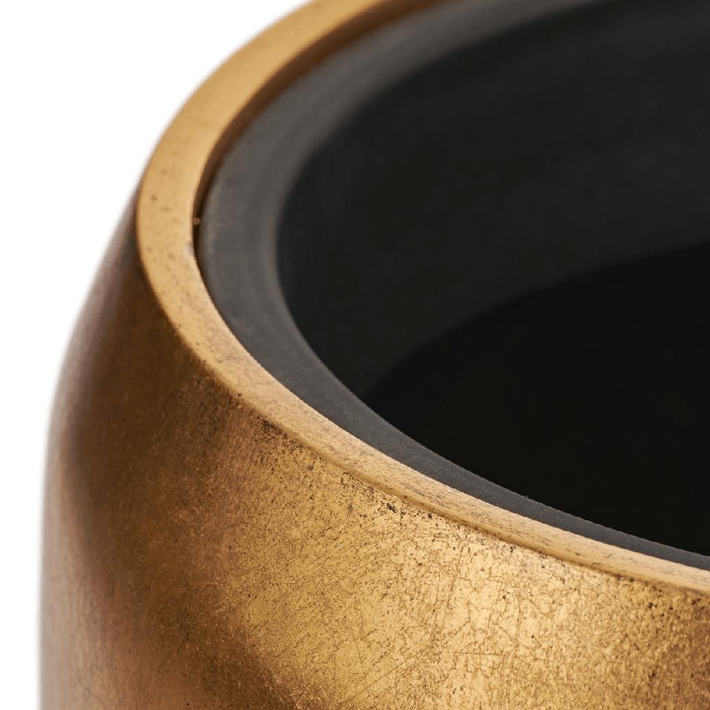 Кашпо TREEZ Effectory Metal Высокий округлый конус Сусальное золото — фото в интерьере и реальные пропорции