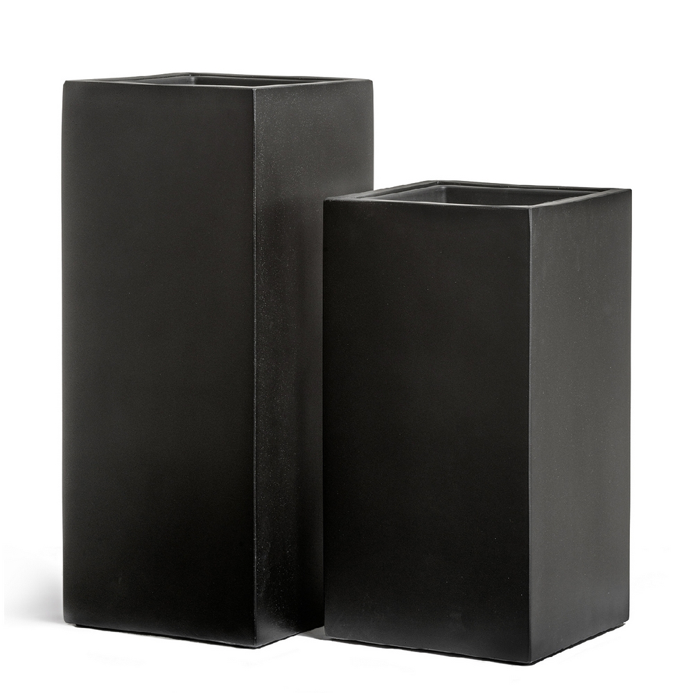 Кашпо TREEZ Effectory Black Stone Высокий куб Антрацит — treez, фото в высоком разрешении, купить в Краснодаре