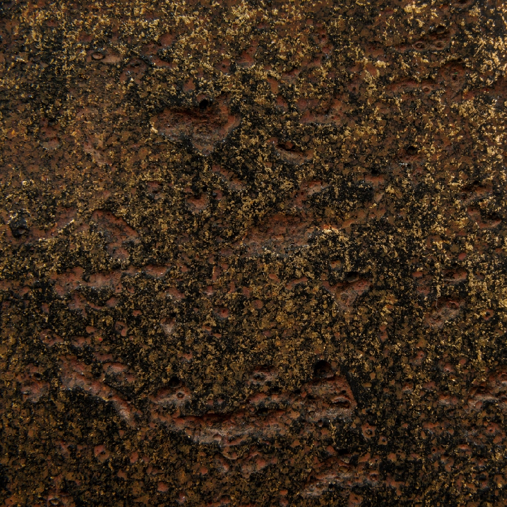 Кашпо TREEZ Effectory Metal Конус-чаша Rough с золотой патиной — вид сбоку и детали отделки