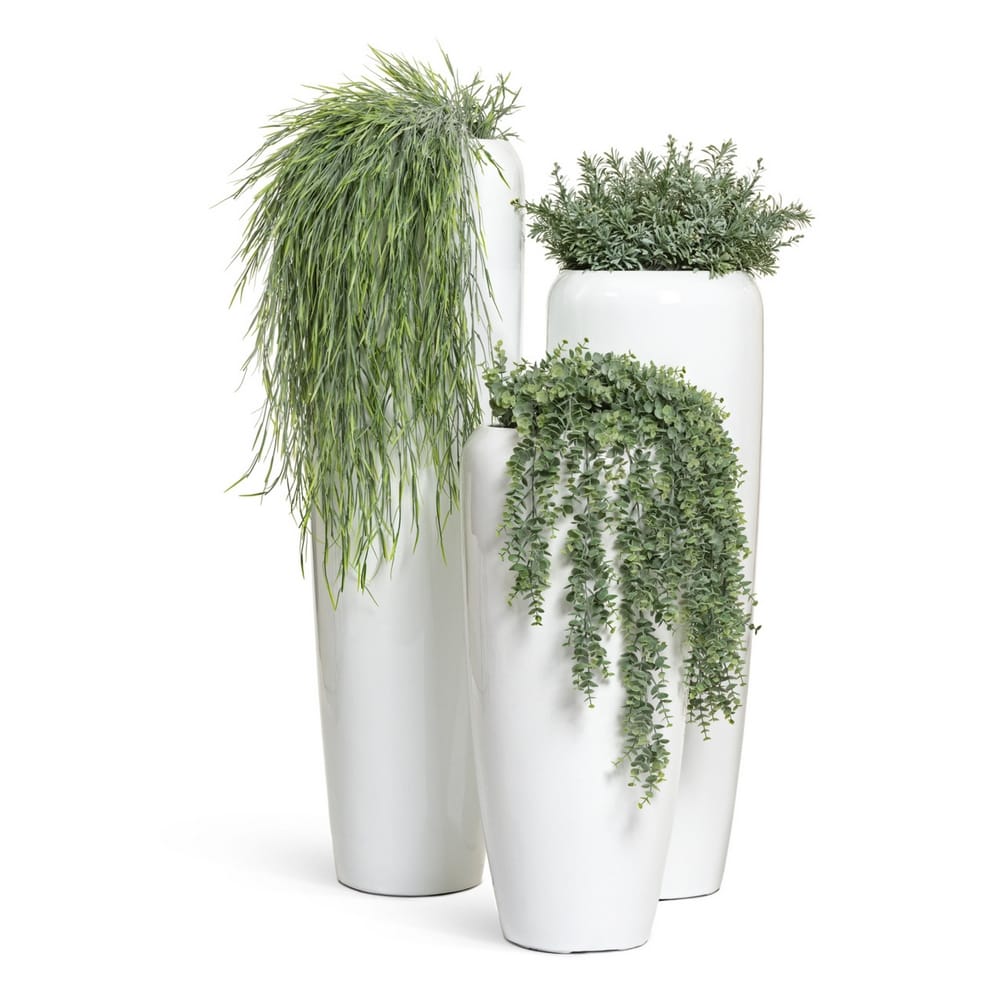 Кашпо TREEZ Effectory Gloss Высокий конус Design Белый глянцевый лак — фото в интерьере, купить в Краснодаре в интернет-магазине Зелёный Дворик