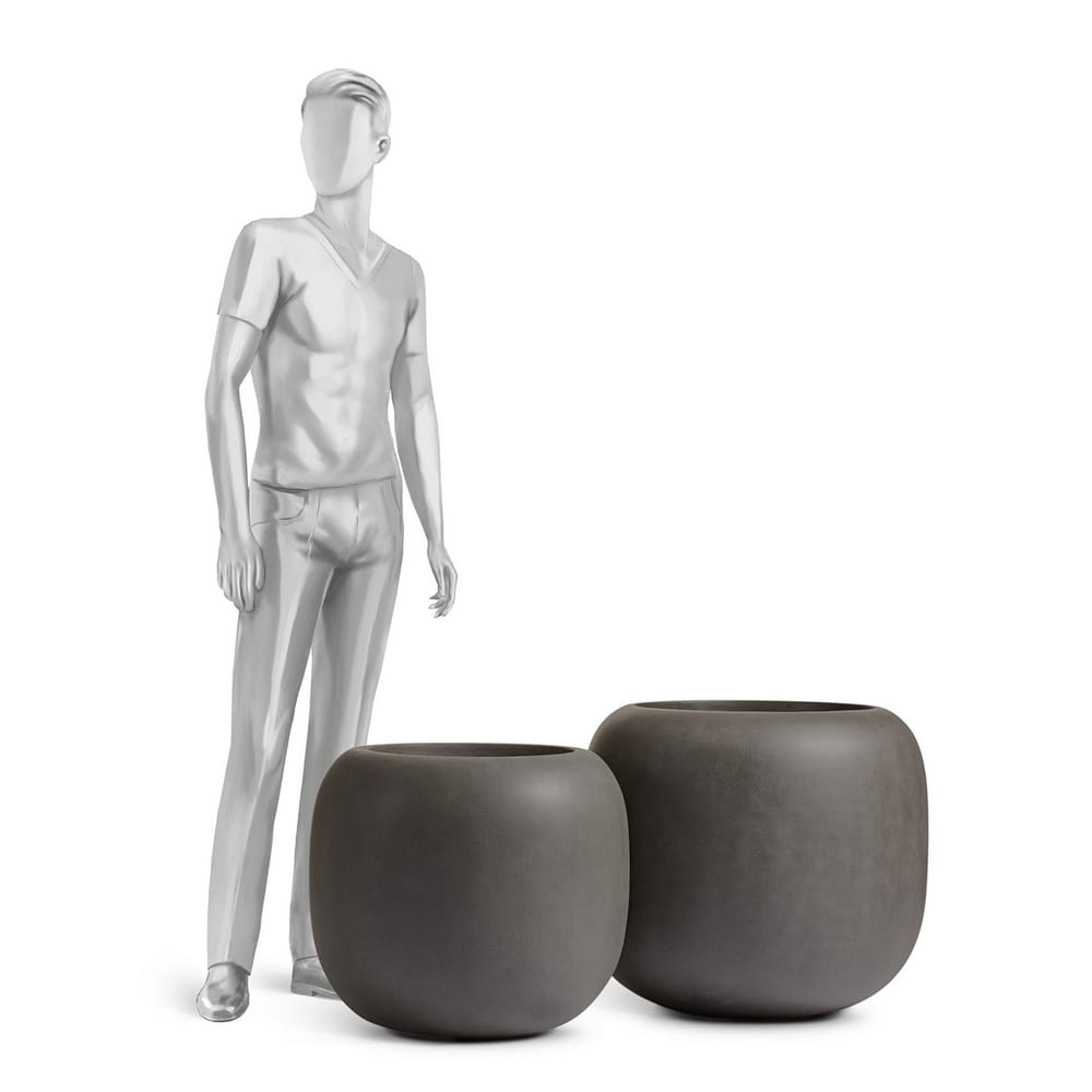 Кашпо TREEZ Effectory Beton Bionic - Bol Графит — вид сбоку и детали отделки