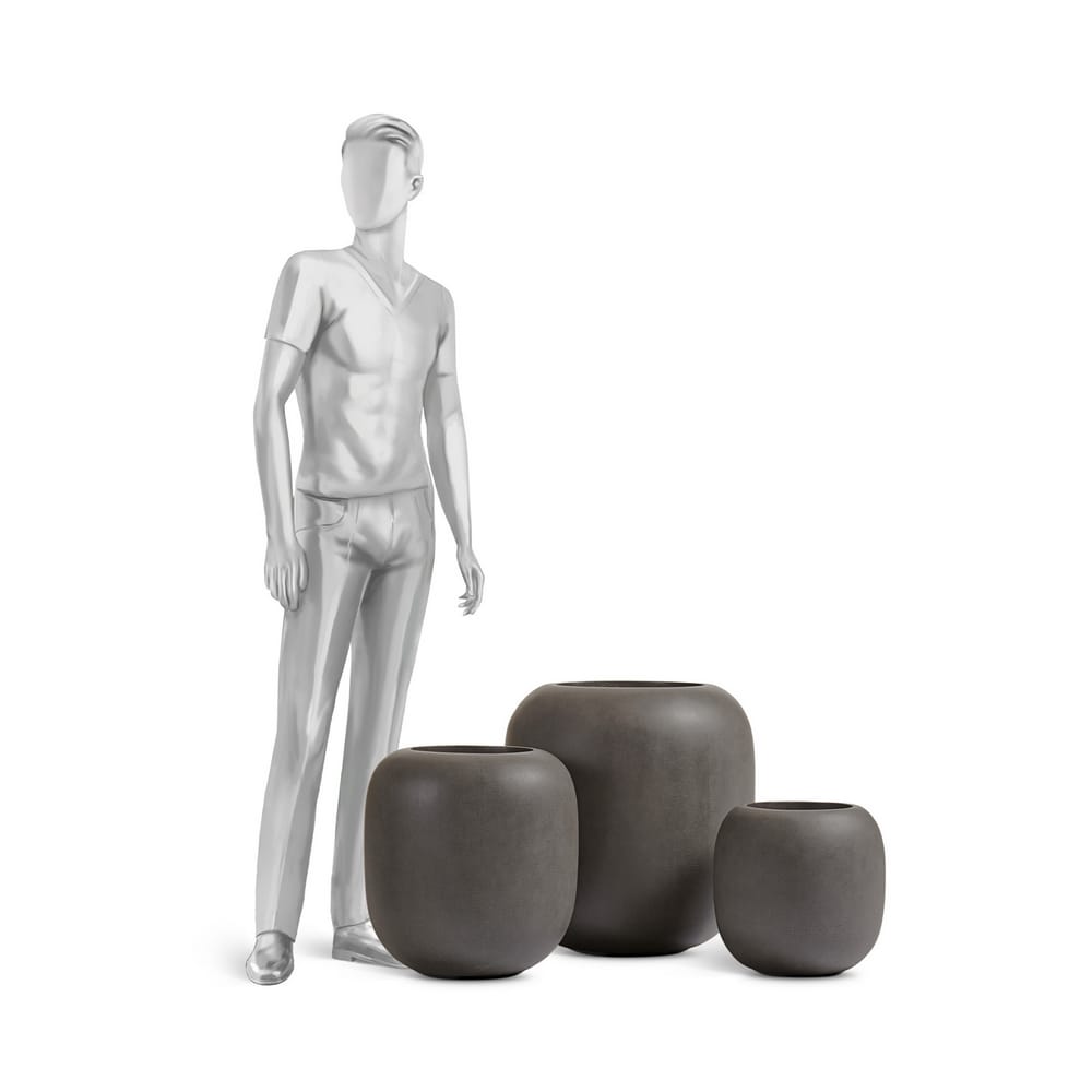 Кашпо TREEZ Effectory Beton Bionic - Solo Графит — фото в интерьере и реальные пропорции