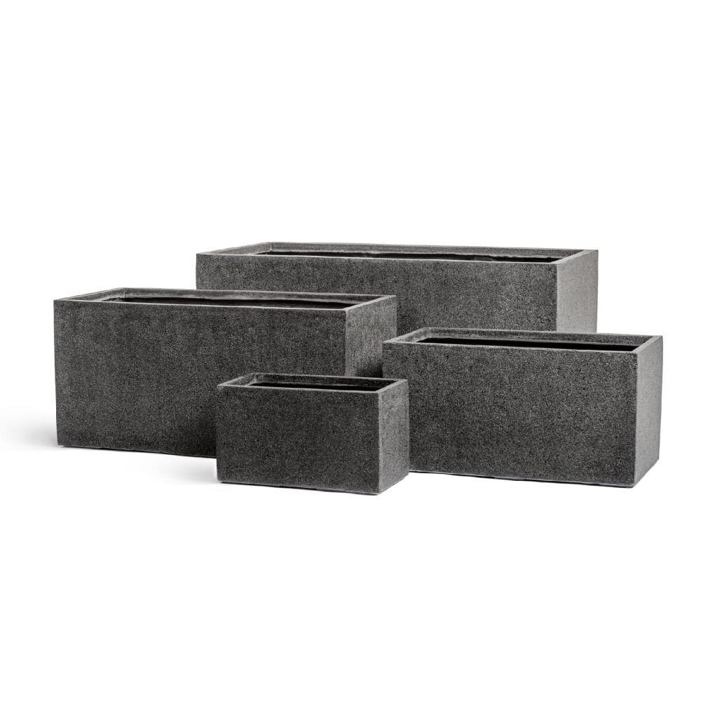 Кашпо TREEZ Effectory Stone Низкий прямоугольник Тёмно-серый камень — фото в интерьере, купить в Краснодаре в интернет-магазине Зелёный Дворик