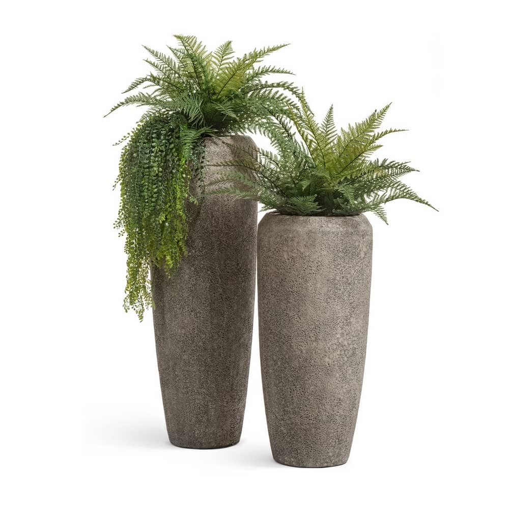 Кашпо TREEZ Effectory Volcano Высокий конус Design Серо-коричневый туф — фото в интерьере, купить в Краснодаре в интернет-магазине Зелёный Дворик