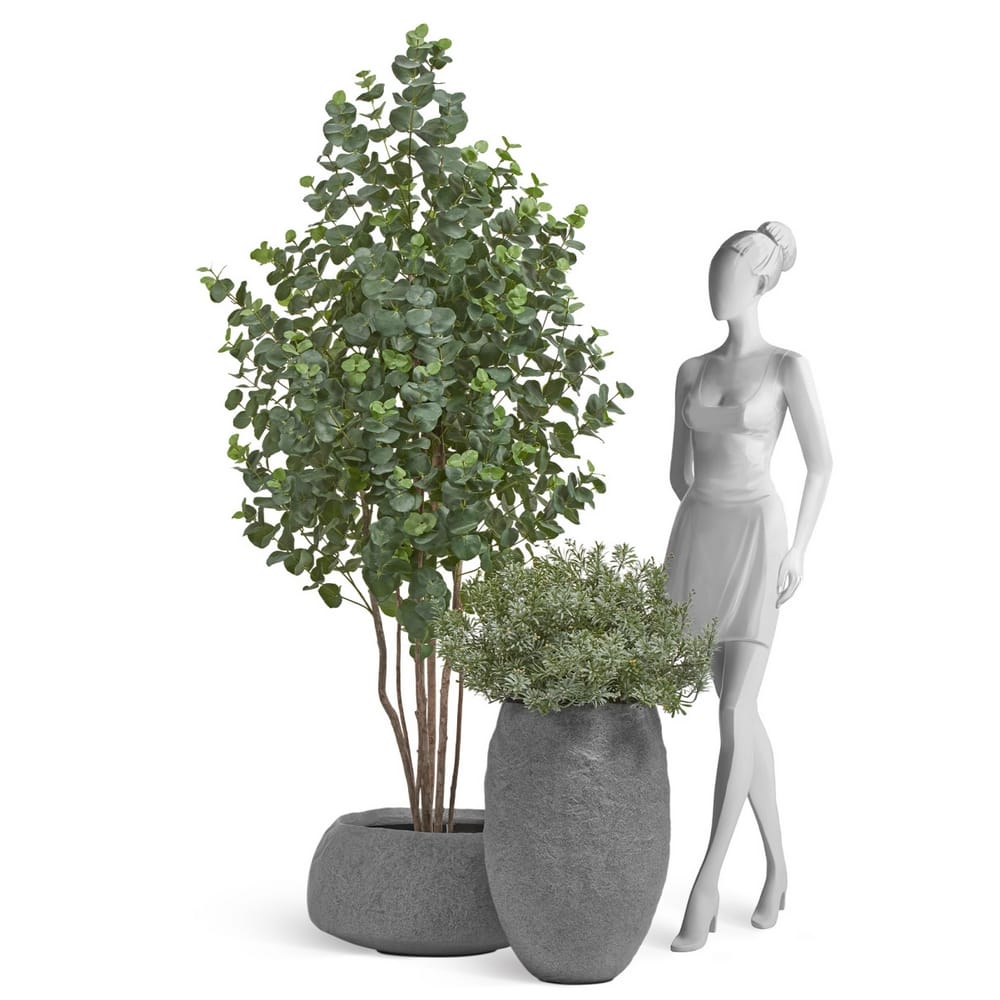 Кашпо TREEZ Effectory Organic Высокая чаша Серый ледник — фото в интерьере, купить в Краснодаре в интернет-магазине Зелёный Дворик