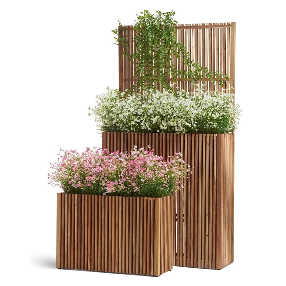 Кашпо TREEZ Effectory Timberline Низкий узкий дивайдер - Тёмное дерево — фото в интерьере, купить в Краснодаре в интернет-магазине Зелёный Дворик