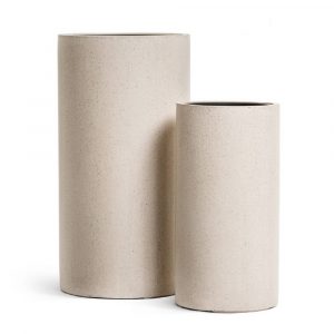 Кашпо TREEZ Effectory Beton Высокий цилиндр Белый песок - 31 x 60