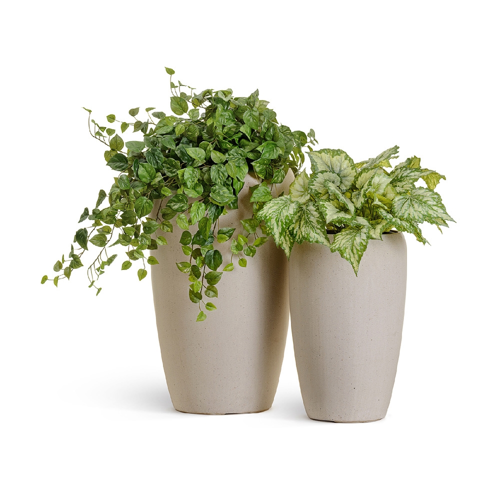 Кашпо TREEZ Effectory Beton Высокий округлый конус Белый песок