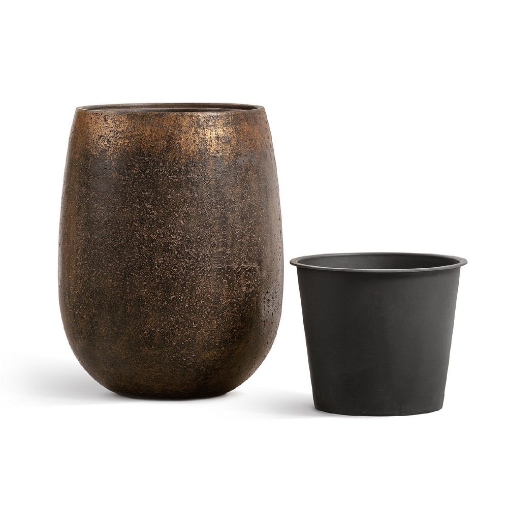 41.3321-04-073-RM-39ммм Кашпо TREEZ Effectory Metal Округлая чаша Rough с золотой патиной