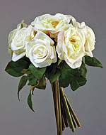 Розы (связка) бело-зелёные с роз.рубашкой в-35, д-25 см 2/12 35см
