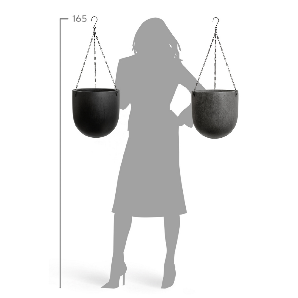 41.33-02-22-077-GR-27vvvv Кашпо TREEZ Effectory Beton Чаша подвесная на цепочках Тёмно-серый бетон