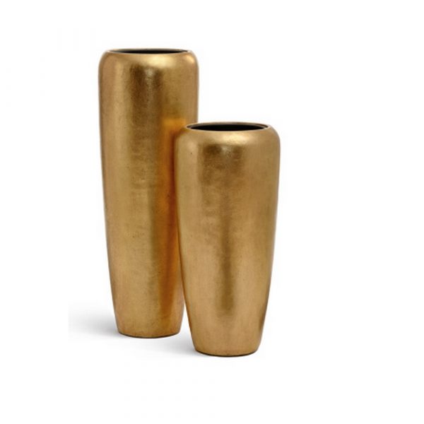 Кашпо TREEZ Effectory Metal Дизайн-конус Сусальное золото - диам.34 в97см