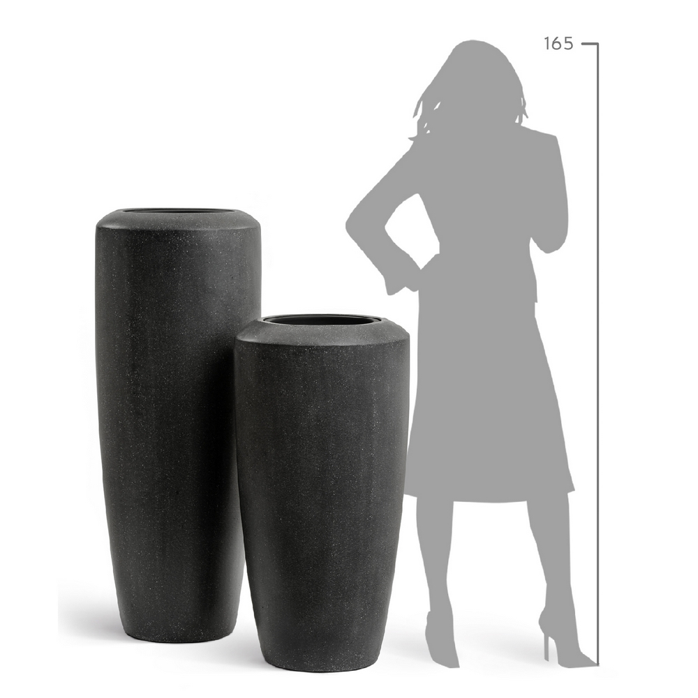 Кашпо TREEZ Effectory Quartz Высокий конус Design Чёрный кварц