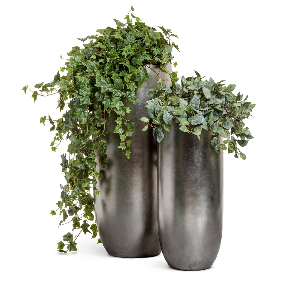 41.3317-04-014-DSL-72vv Кашпо TREEZ Effectory Metal Высокий округлый конус Стальное серебро