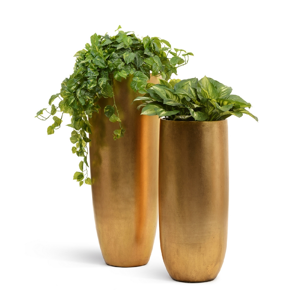 41.3317-04-014-GLD-72v Кашпо TREEZ Effectory Metal Высокий округлый конус Сусальное золото