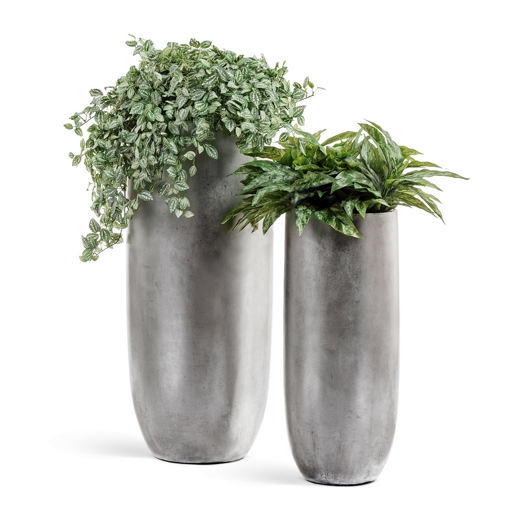 Кашпо TREEZ Effectory Metal Высокий округлый конус Серебро