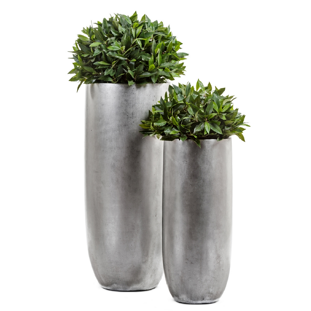 Кашпо TREEZ Effectory Metal Высокий округлый конус Серебро