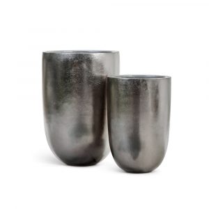 Кашпо TREEZ Effectory Metal Высокий конус-чаша Стальное серебро - 36 x 55