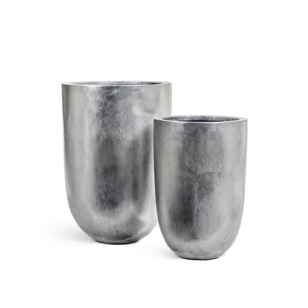 Кашпо TREEZ Effectory Metal Высокий конус-чаша Серебро - 36 x 55