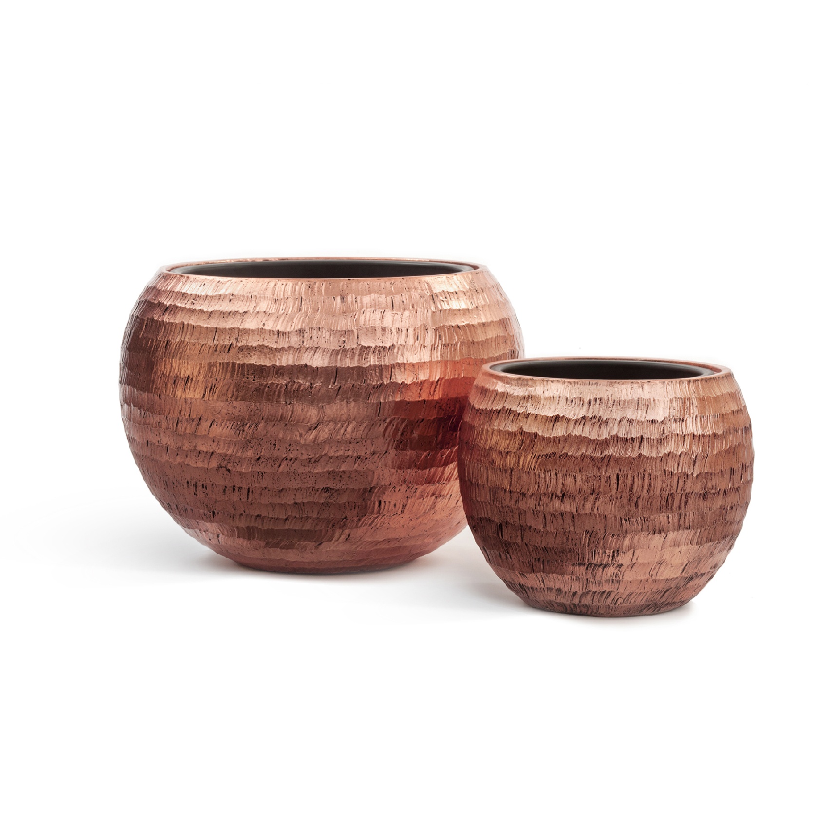 41.3318-04-017-RS Кашпо TREEZ Effectory Metal Полусфера Чеканная Розовая медь - диам.40 в32см