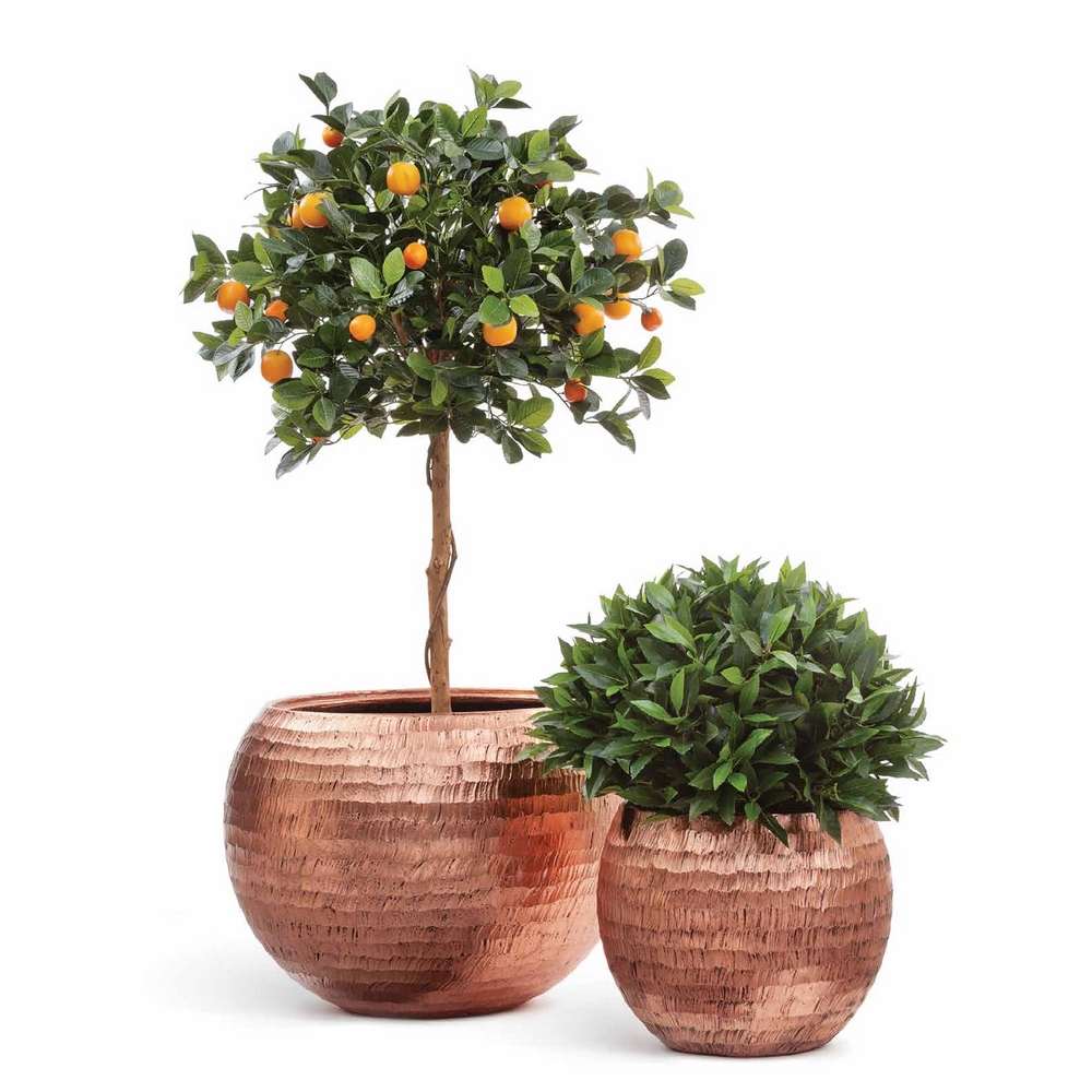 41.3318-04-017-RSмм Кашпо TREEZ Effectory Metal Полусфера Чеканная Розовая медь