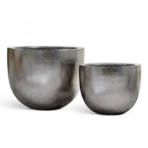 Кашпо TREEZ Effectory Metal Низкая конус-чаша Стальное серебро - 46 x 37