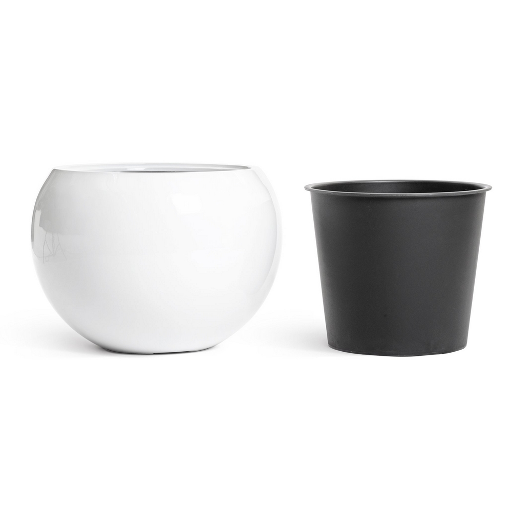 Кашпо TREEZ Effectory Gloss Полусфера Белый глянцевый лак