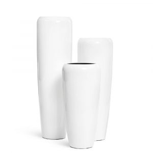 Кашпо TREEZ Effectory Gloss Высокий конус Design Белый глянцевый лак - 34 x 117