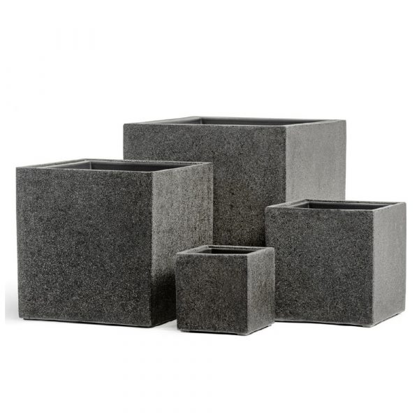 Кашпо TREEZ Effectory Stone Куб Тёмно-серый камень - 20x20 выс.20см