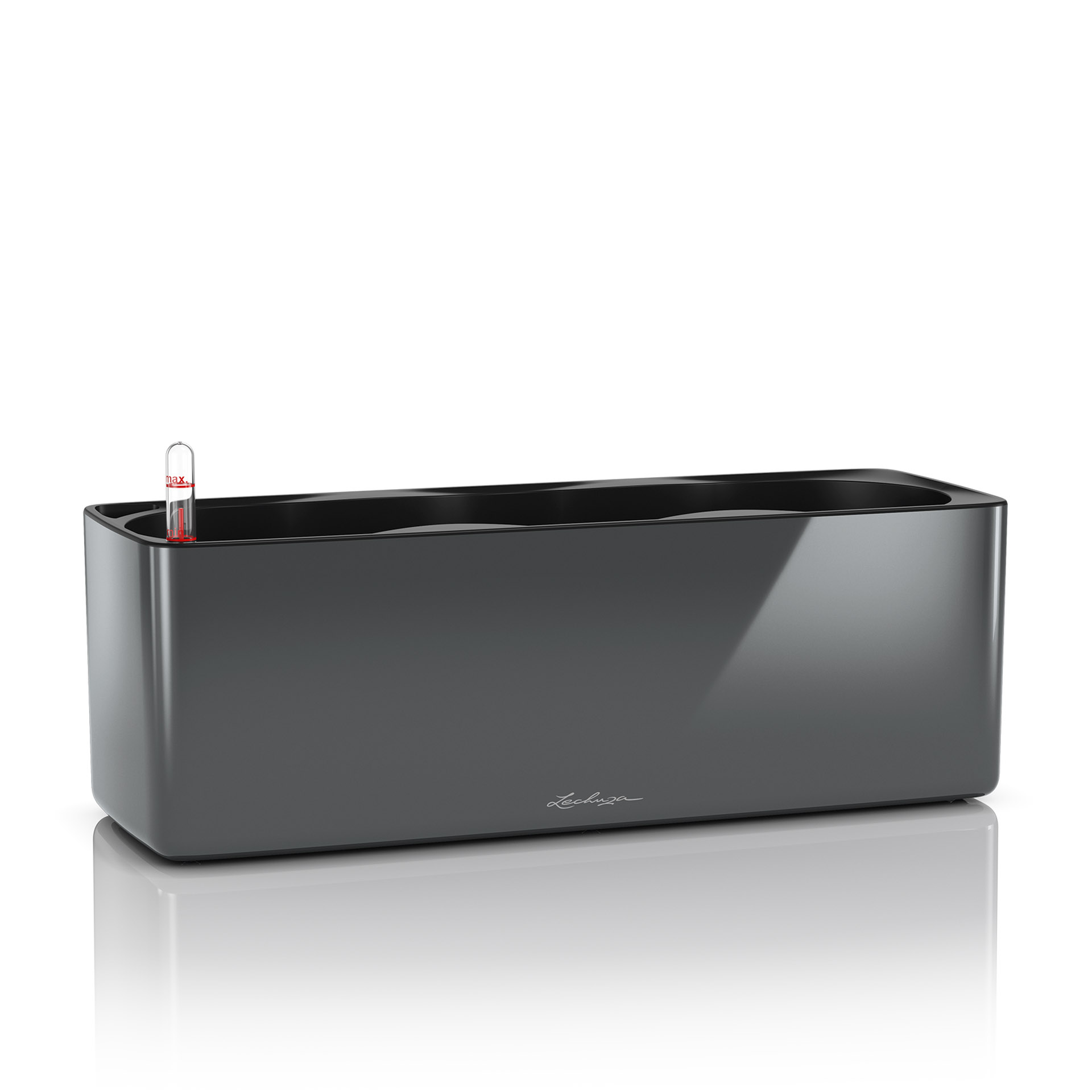 Кашпо Cube Glossy Triple - антрацит-металлик