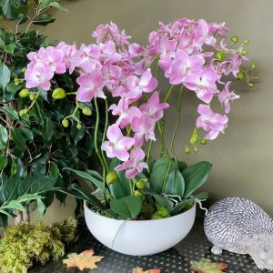 Композиция "Орхидеи розовые элегант 9 веток в кашпо чаша вайд"