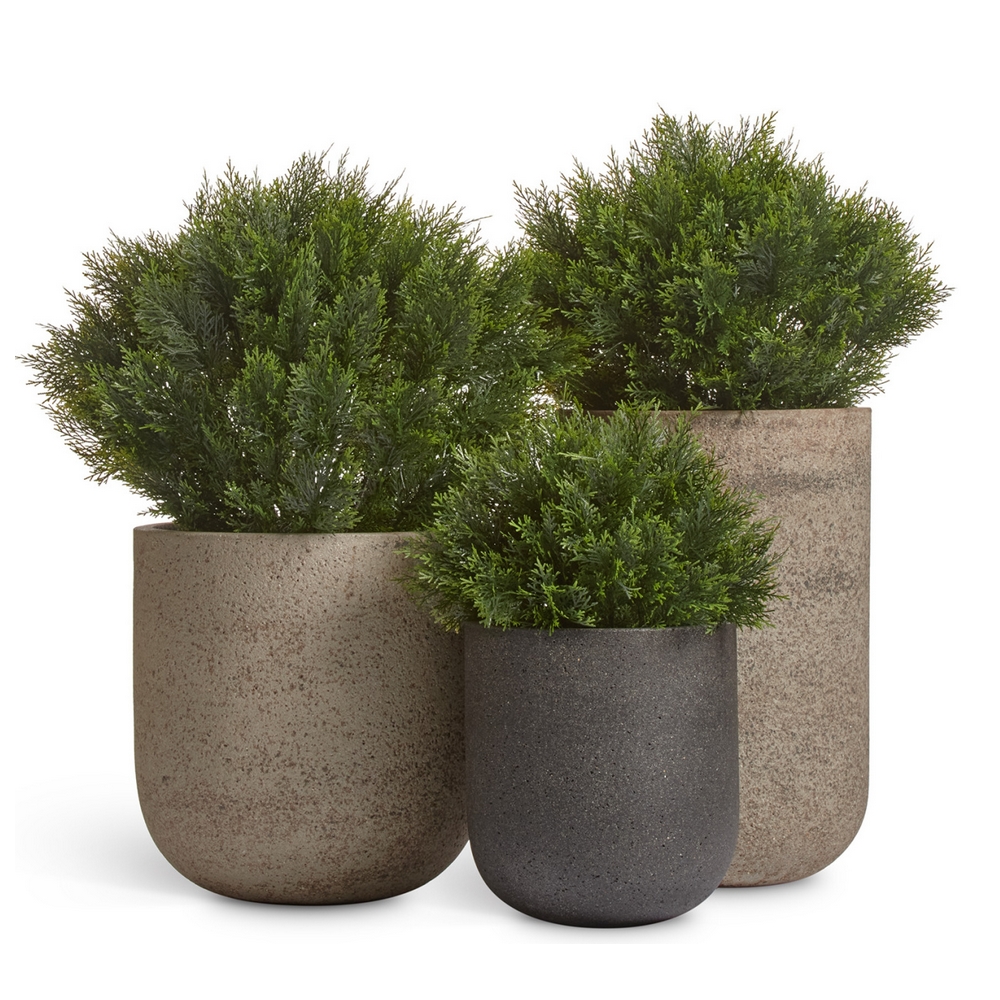 Кашпо TREEZ Ergo Hard Rock Цилиндрическая Чаша Чёрный песок