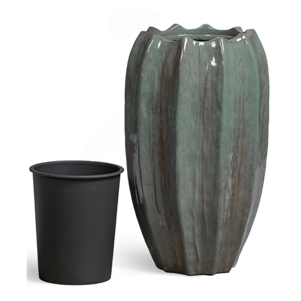 41.33-24-24-135-GRN-06711 Кашпо TREEZ Effectory Aura Высокая Кашпо-ваза Изумрудный лак