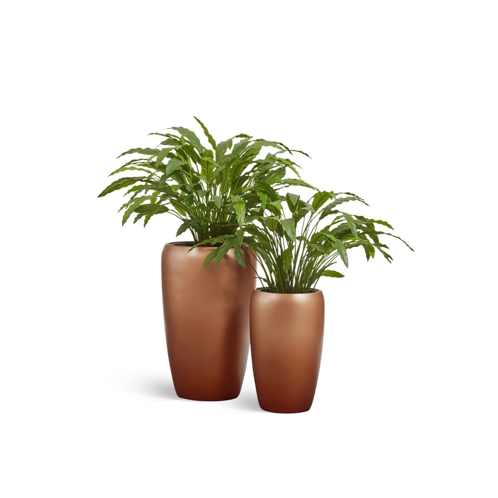 0910101151 Кашпо TREEZ Effectory Metal Высокий округлый конус Лаковое тёмное золото