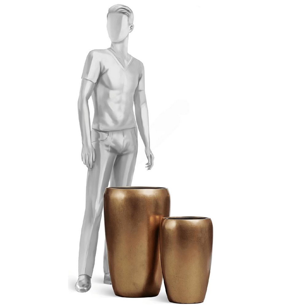 41.33-04-24-131-BRS-5122 Кашпо TREEZ Effectory Metal Высокий округлый конус Тёмное матовое золото