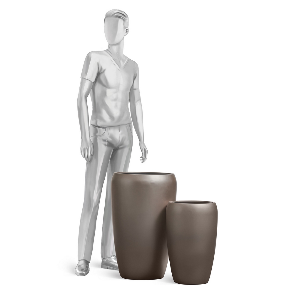 41.33-04-24-131-LCSV-51333 Кашпо TREEZ Effectory Metal Высокий округлый конус Лаковое тёмное серебро