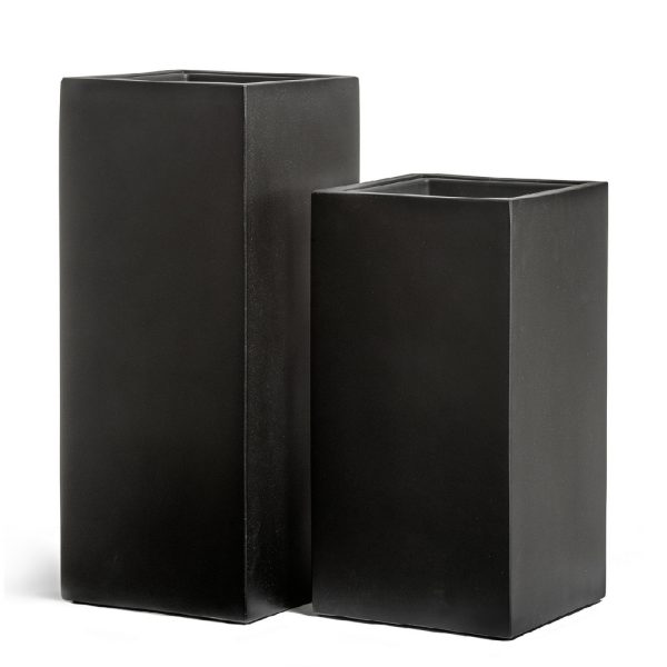 Кашпо TREEZ Effectory Black Stone Высокий куб Антрацит