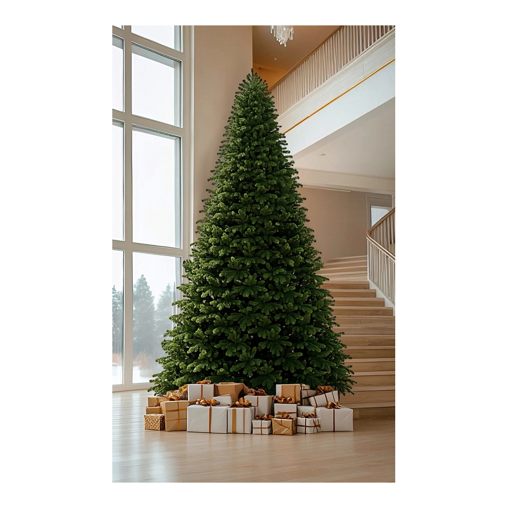 Высокая зеленая елка в Краснодаре в Зеленом дворике