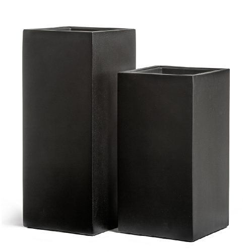 Кашпо TREEZ Effectory Black Stone Высокий куб Антрацит