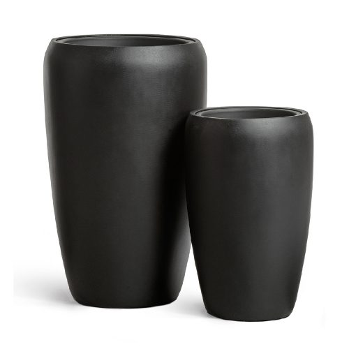 Кашпо TREEZ Effectory Black Stone Высокий округлый конус Антрацит