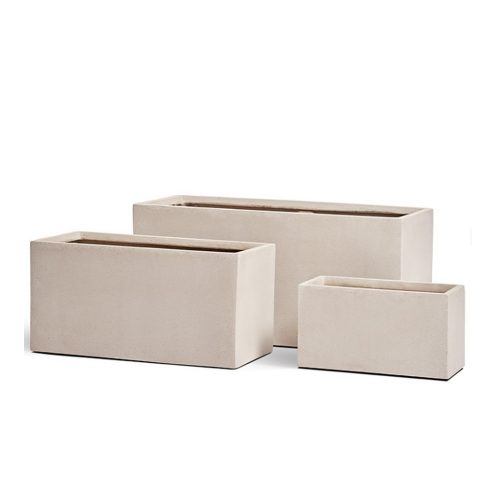 Кашпо TREEZ Effectory Beton Низкий прямоугольник Белый песок