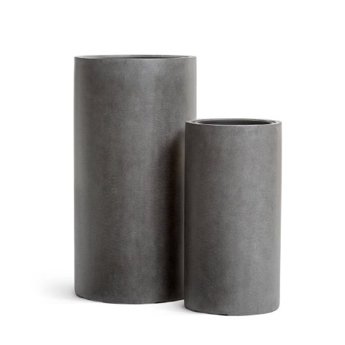 Кашпо TREEZ Effectory Beton Высокий цилиндр Тёмно-серый бетон